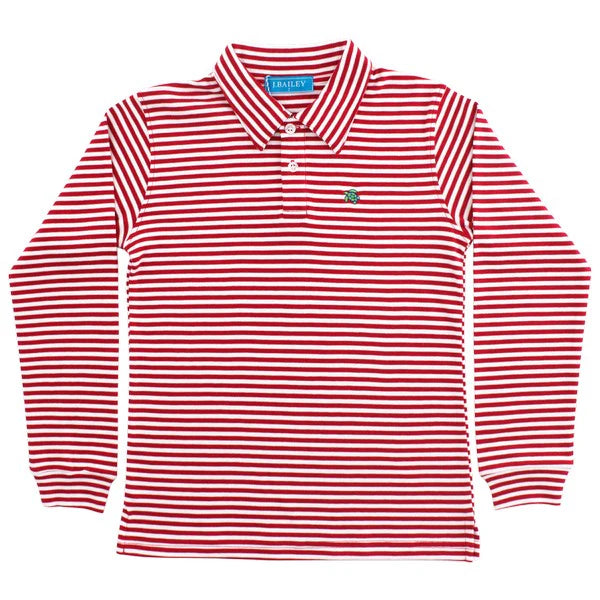 L/S Striped Polo- Red/White Stripe