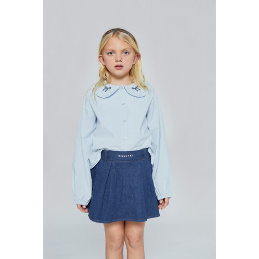 Felicia Knot Blouse, Light Blue- Mi Pounet