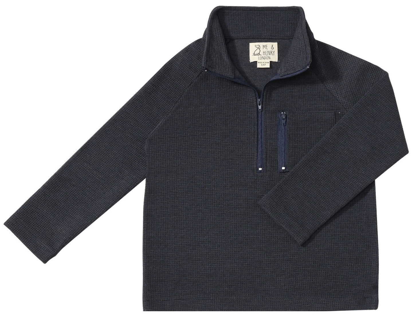 picket zip up top hooded tops- navy waffle