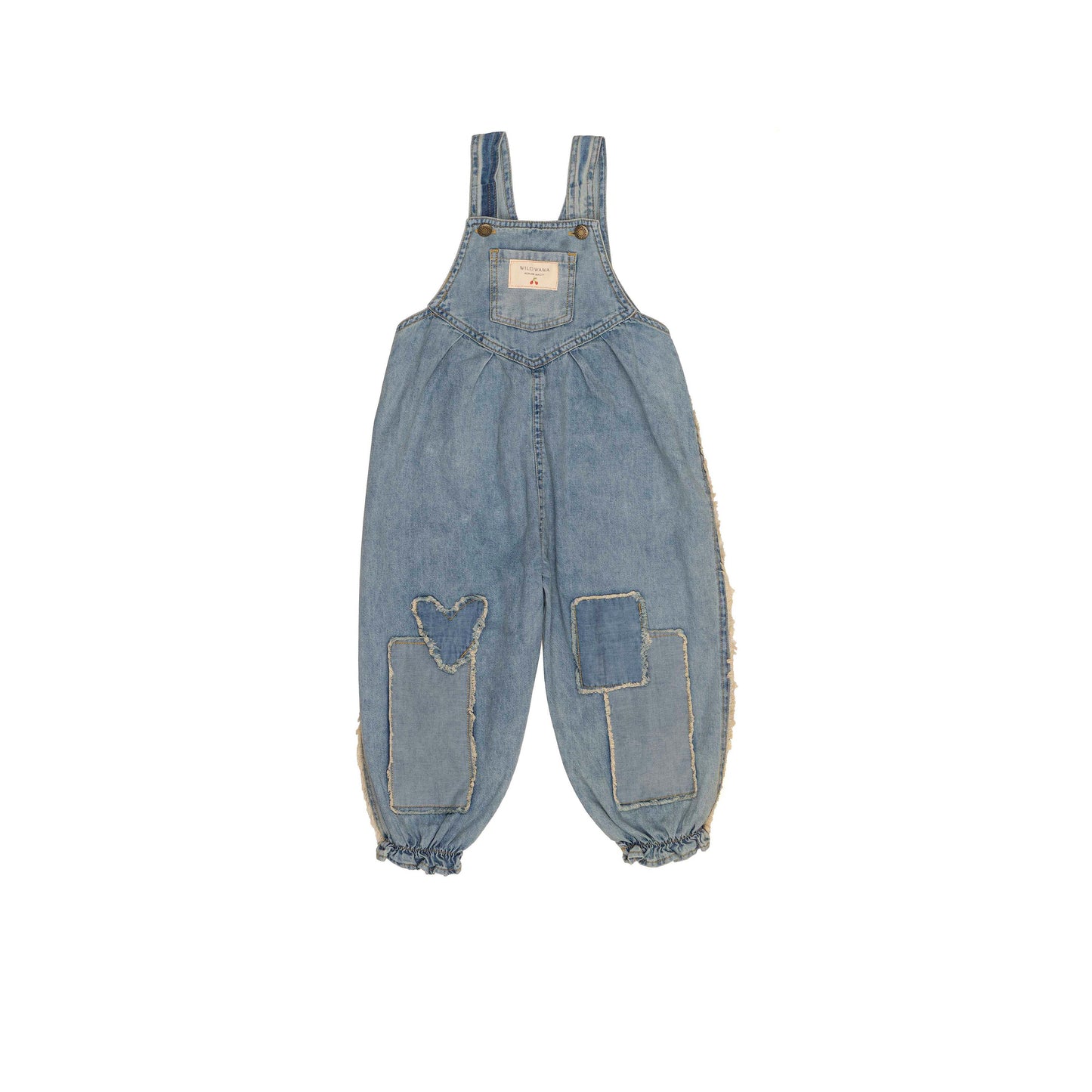 Patchwork Heart Overalls- Denim