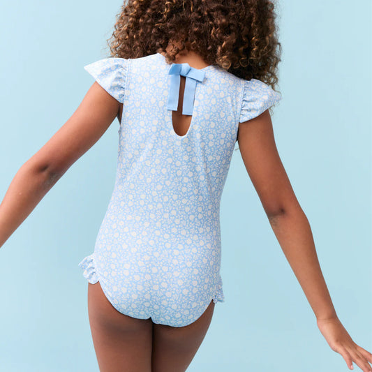 girls alpine fiore ruffle cup sleeve rashguard one piece