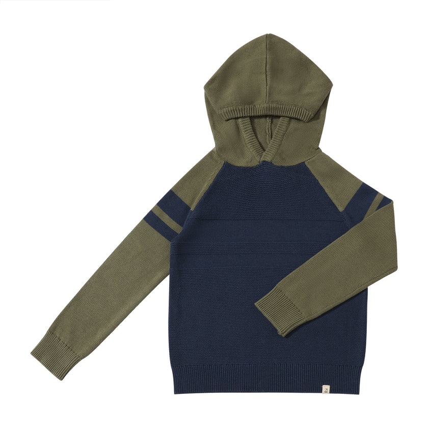 Pedro striped hooded sweatshirt- Green/navy