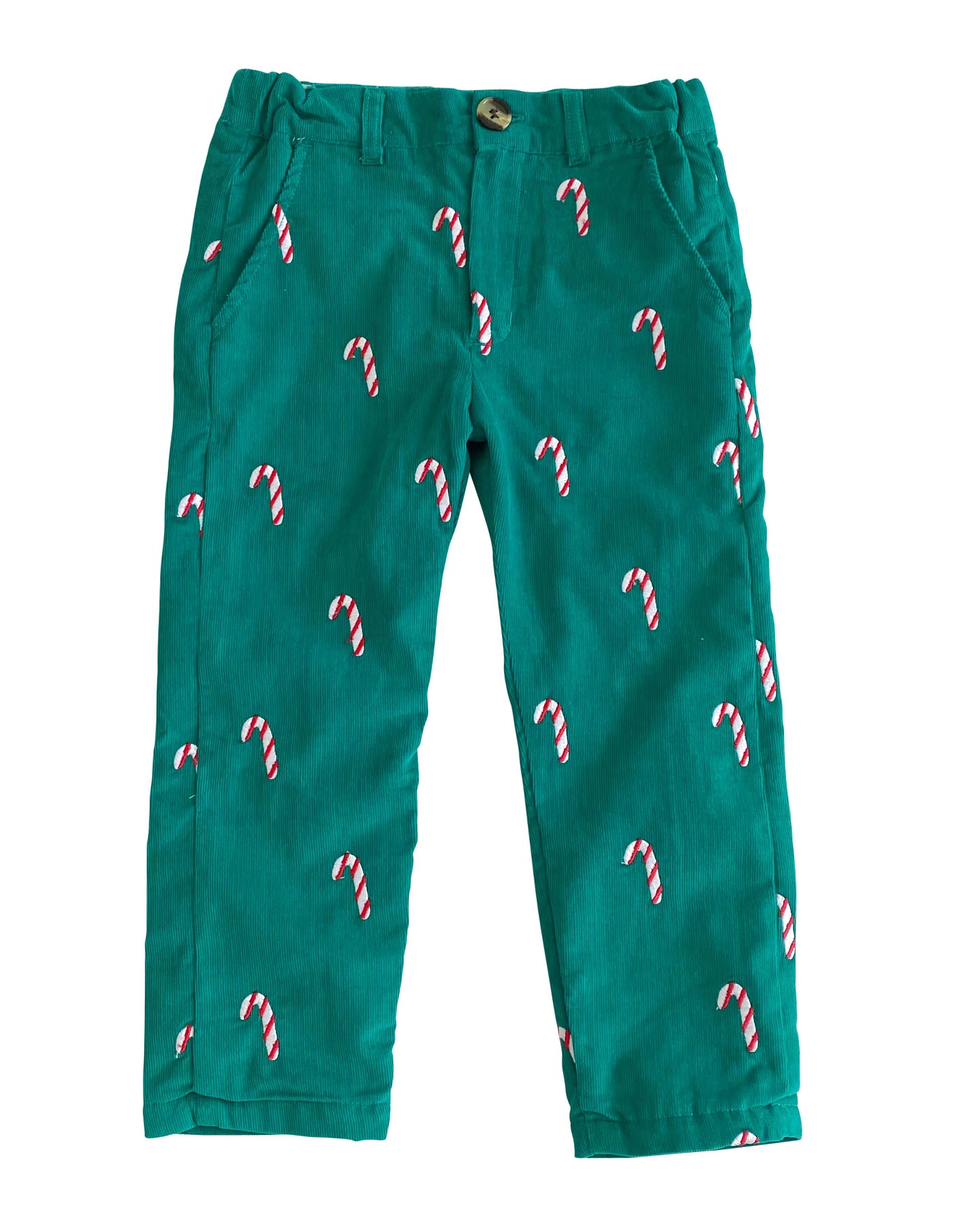 Candy Cane Embroidered Corduroy Pants
