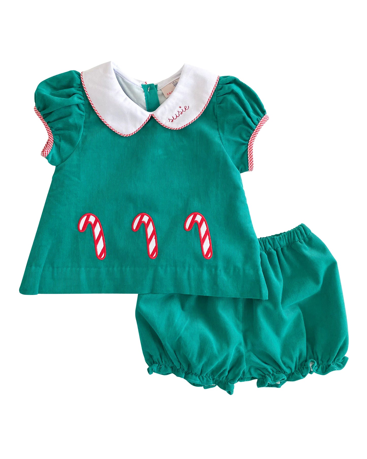 Candy Cane Applique Corduroy Bloomer Set