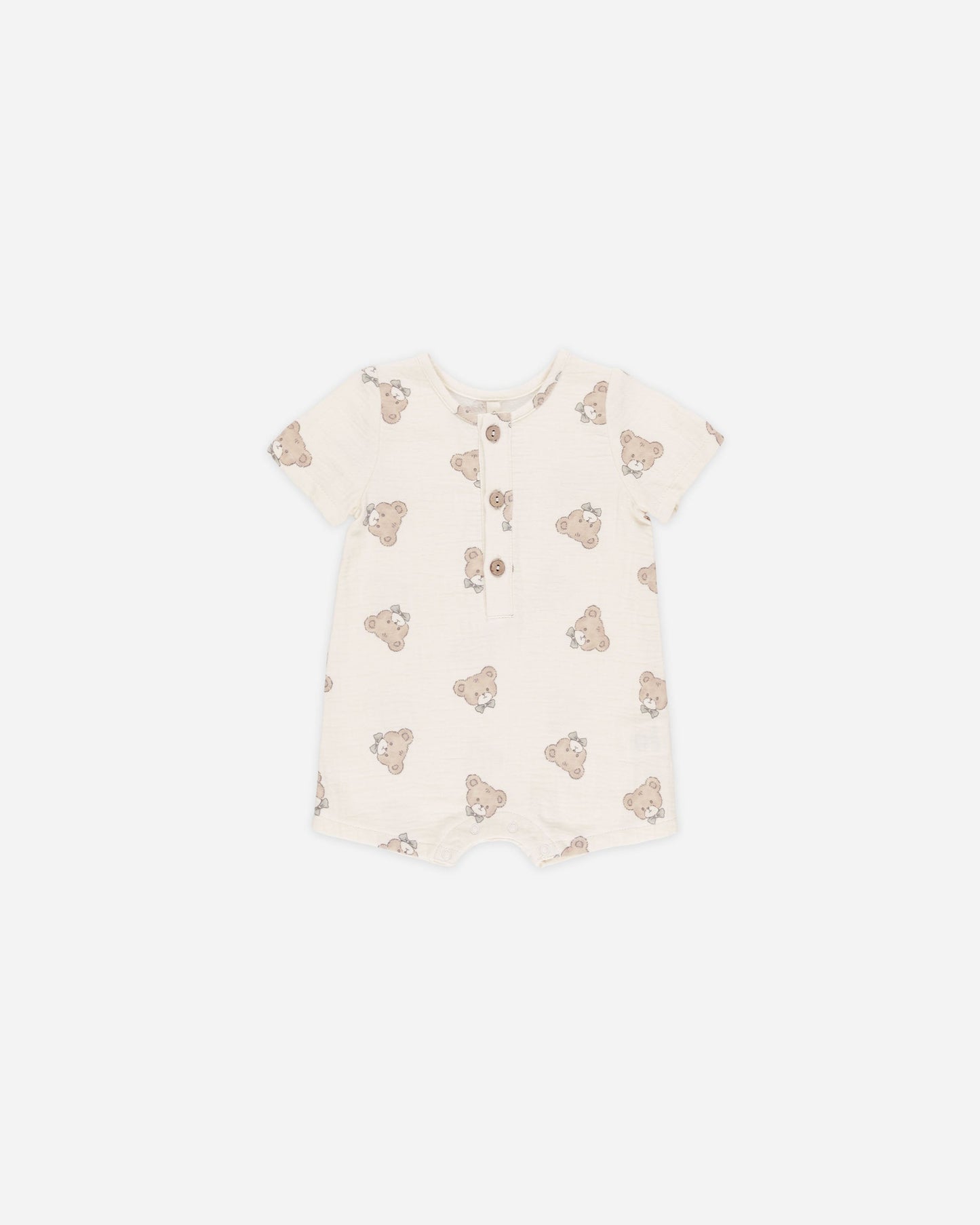 Short Sleeve Woven Romper Teddy- Quincy Mae