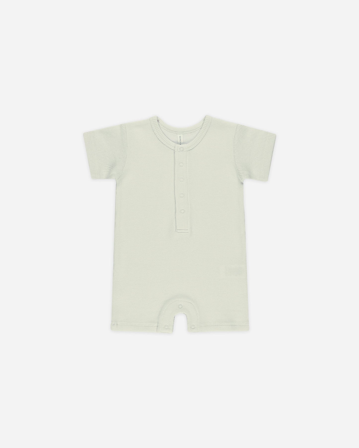Waffle Snap Romper Mint- Quincy Mae