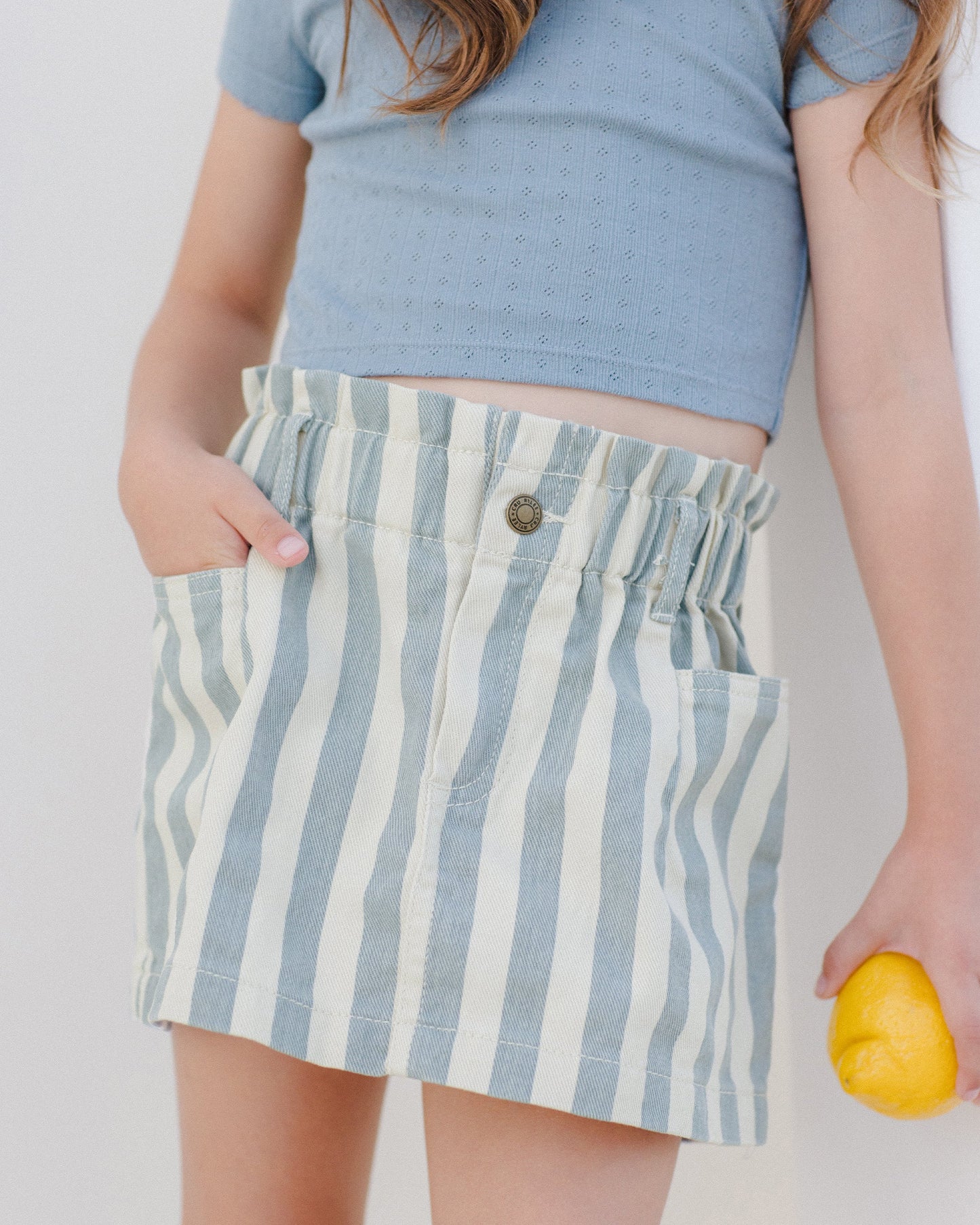 Denim Mini Skirt Ocean Stripe- Rylee + Cru