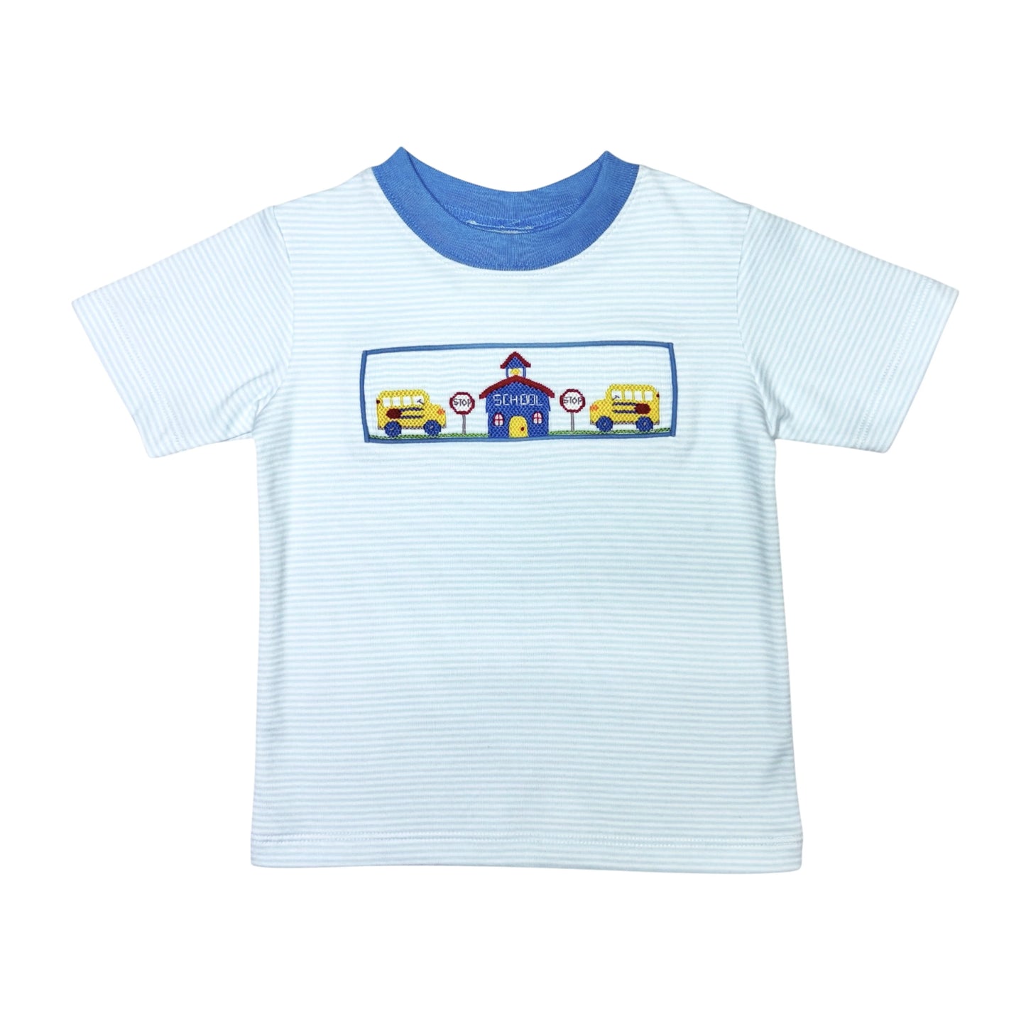 School House Harry's Play Tee- Light Blue Bitty Stripe Knit