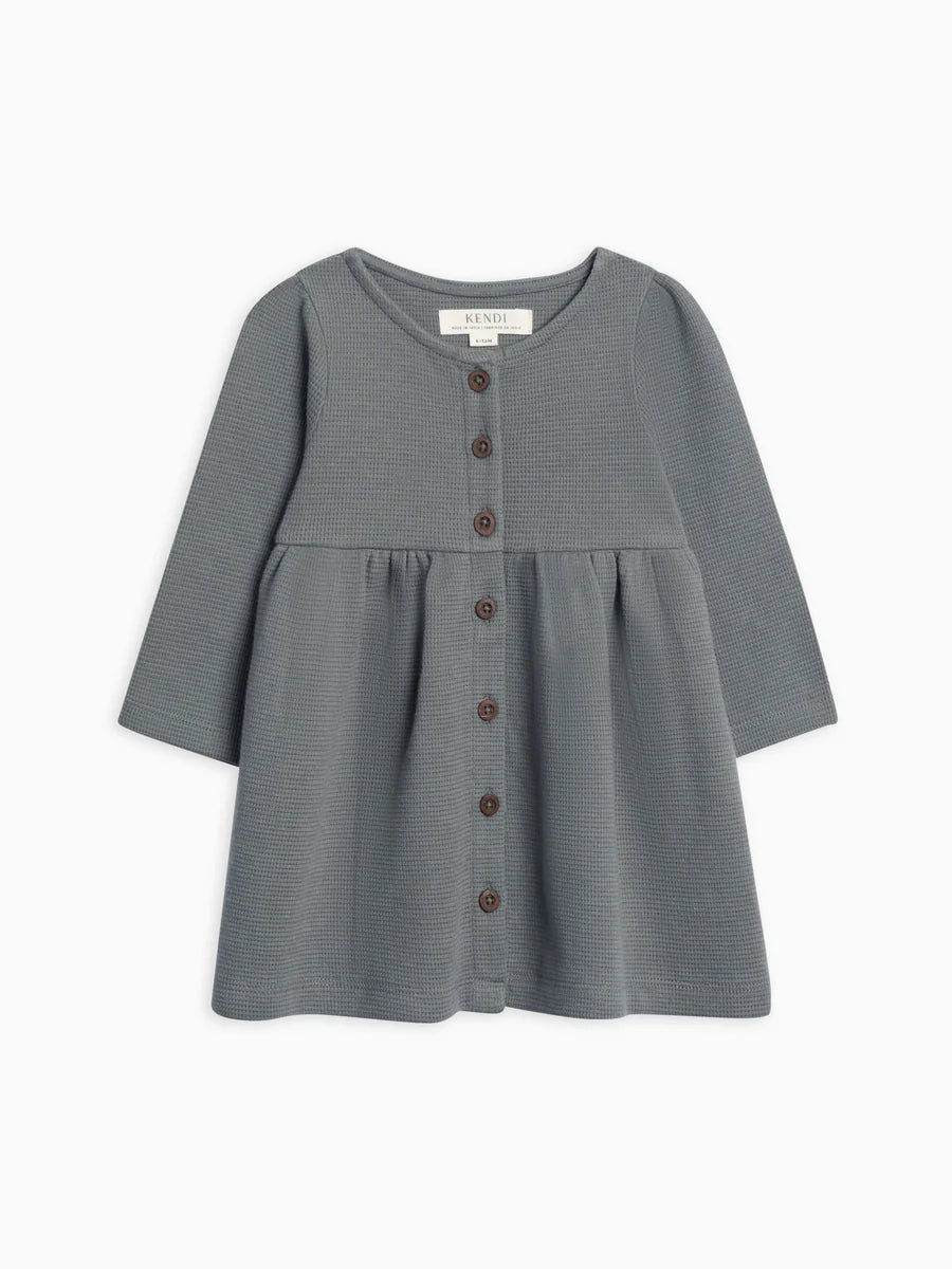 Arden Waffle Knit Button Front Dress Agave