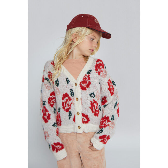 Alma Flower Sweater, Ecru/Rio Red- Mi Pounet