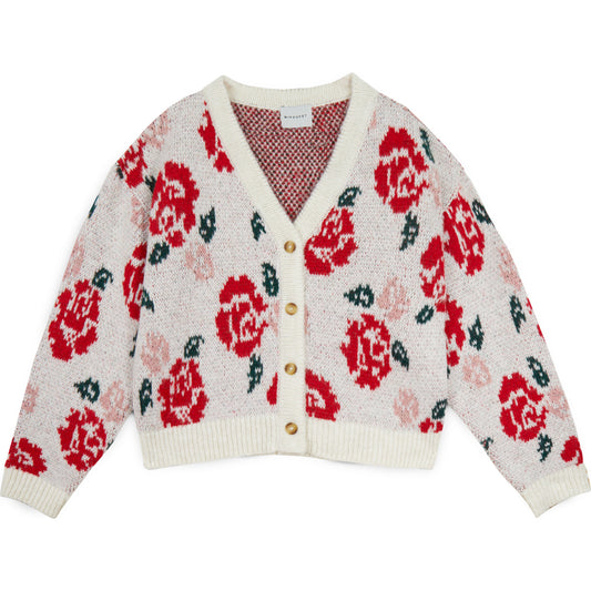 Alma Flower Sweater, Ecru/Rio Red- Mi Pounet