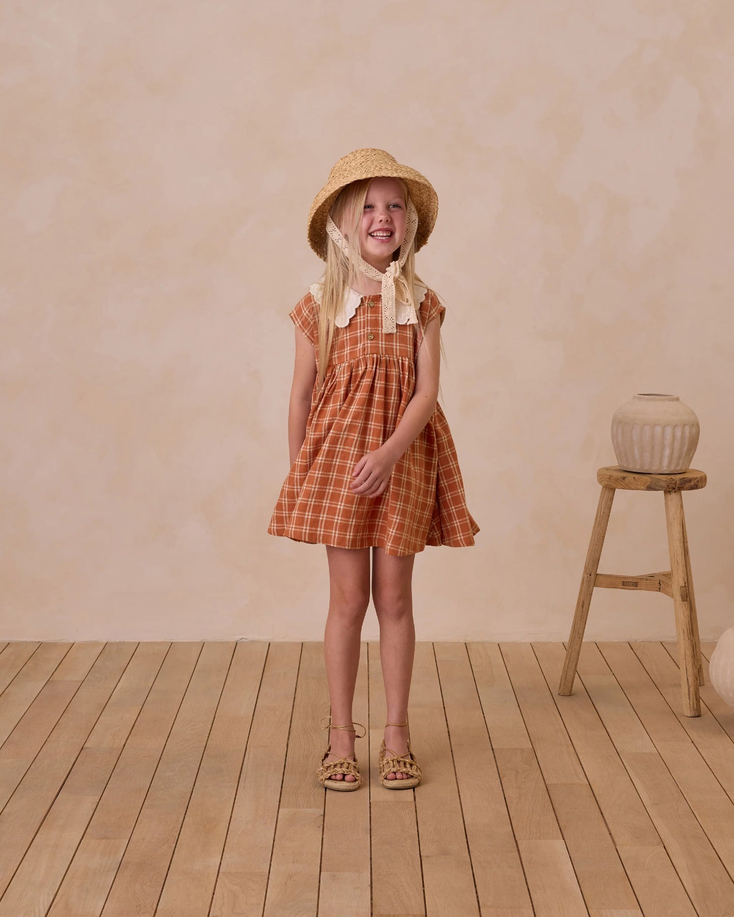 Collared Babydoll Dress- Poppy Check Rylee + Cru