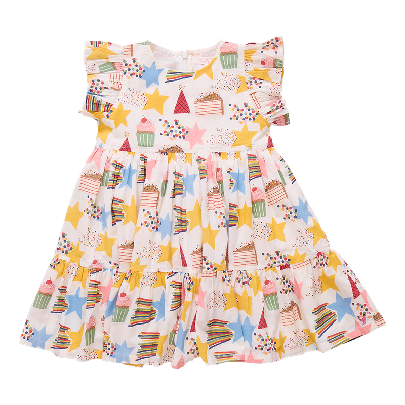 Girls Jennifer Birthday Star Dress- Pink Chicken