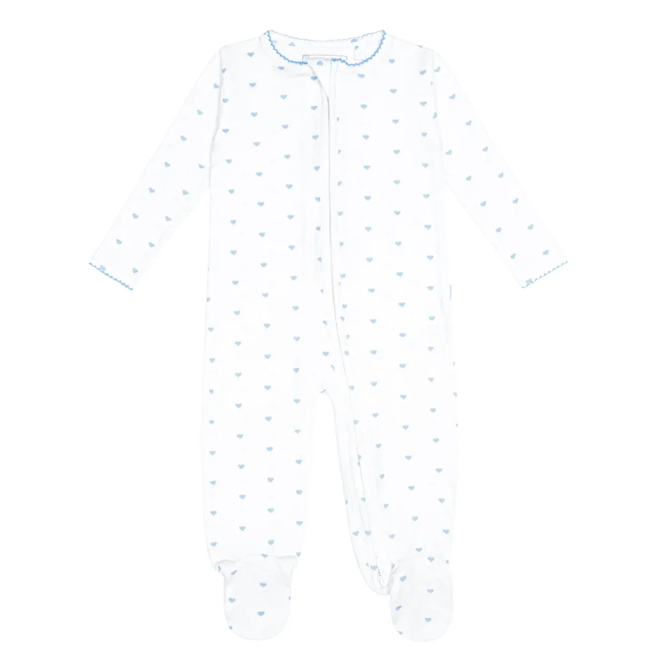 baby blue heart pima footie