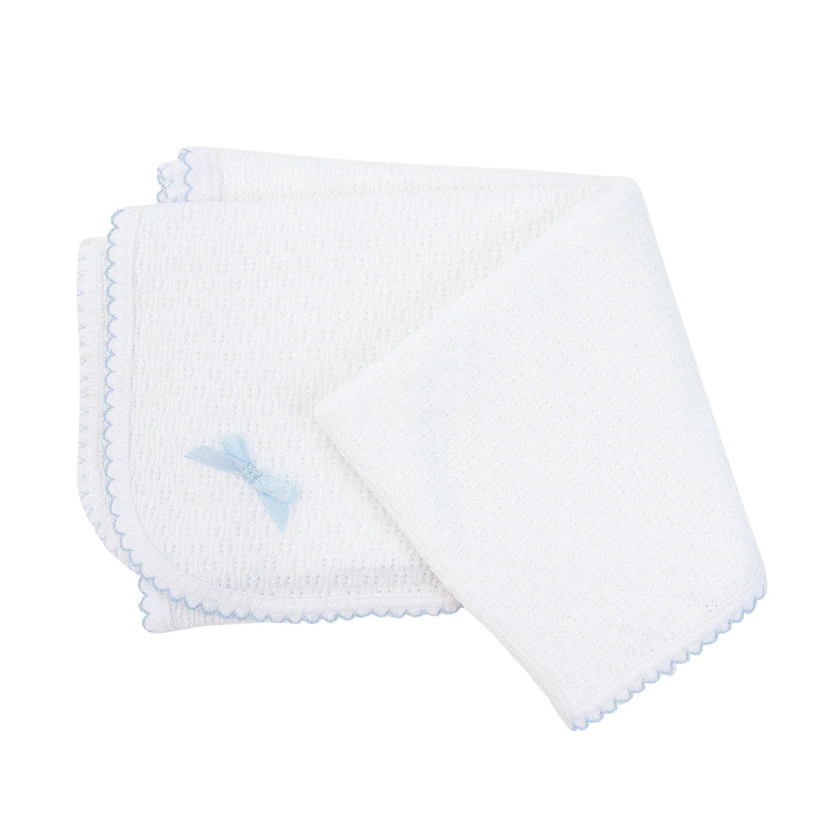 Paty Knit Swaddle Blanket Blue NO Bow