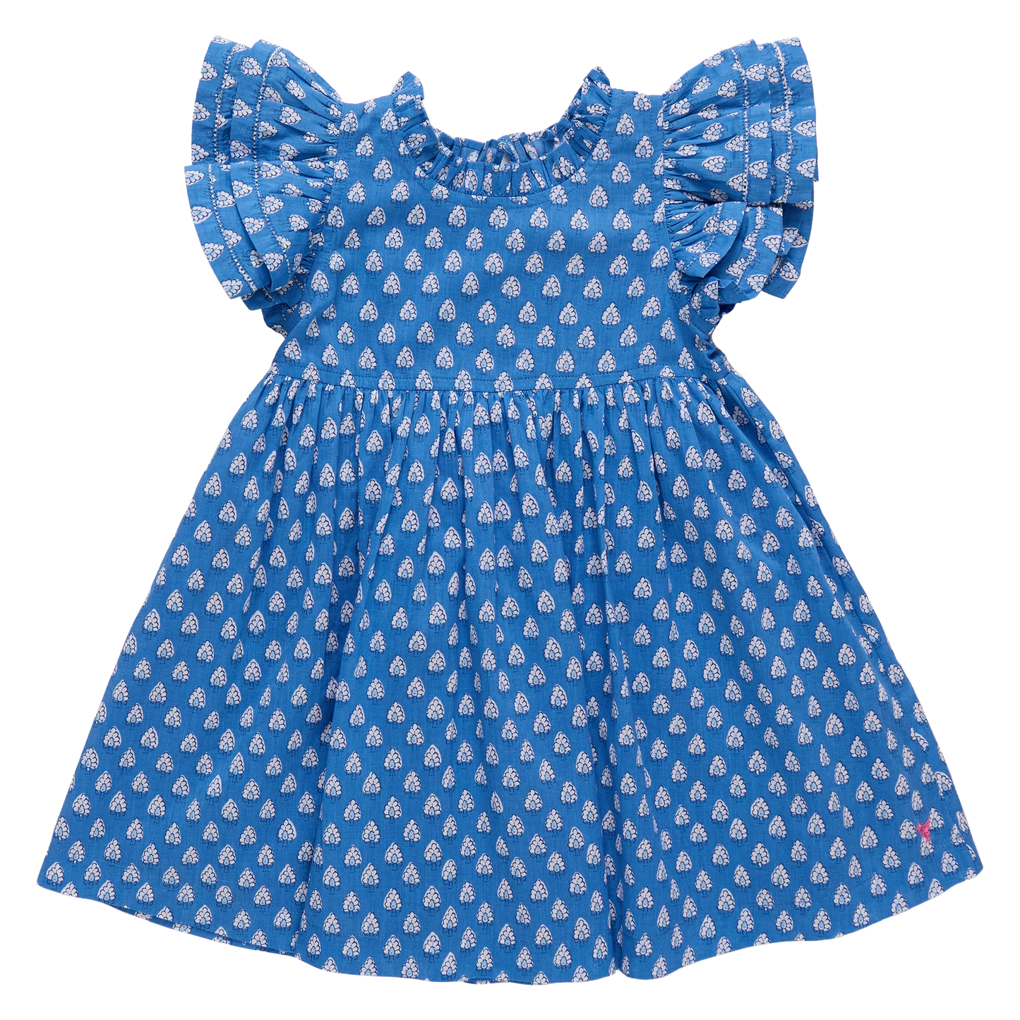 Girls Jennifer Dress- Blue Teardrop