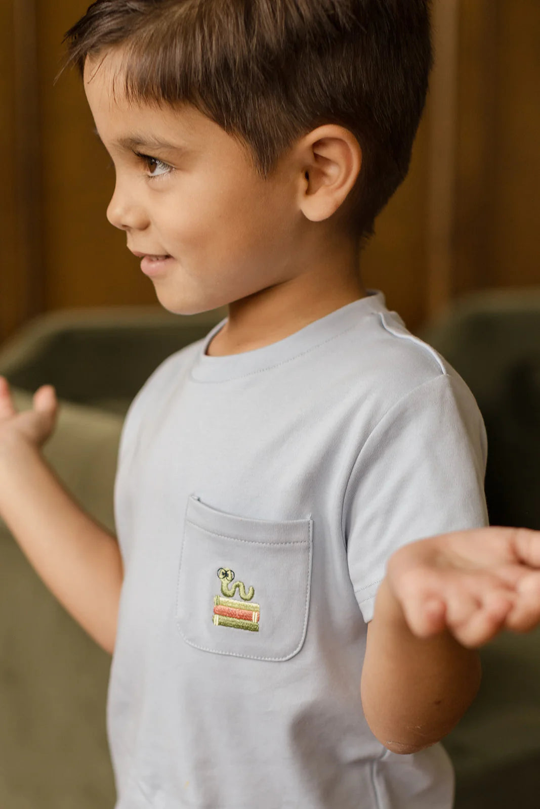 Jackson Pocket Tee- Bookworm- Little Paper Kids
