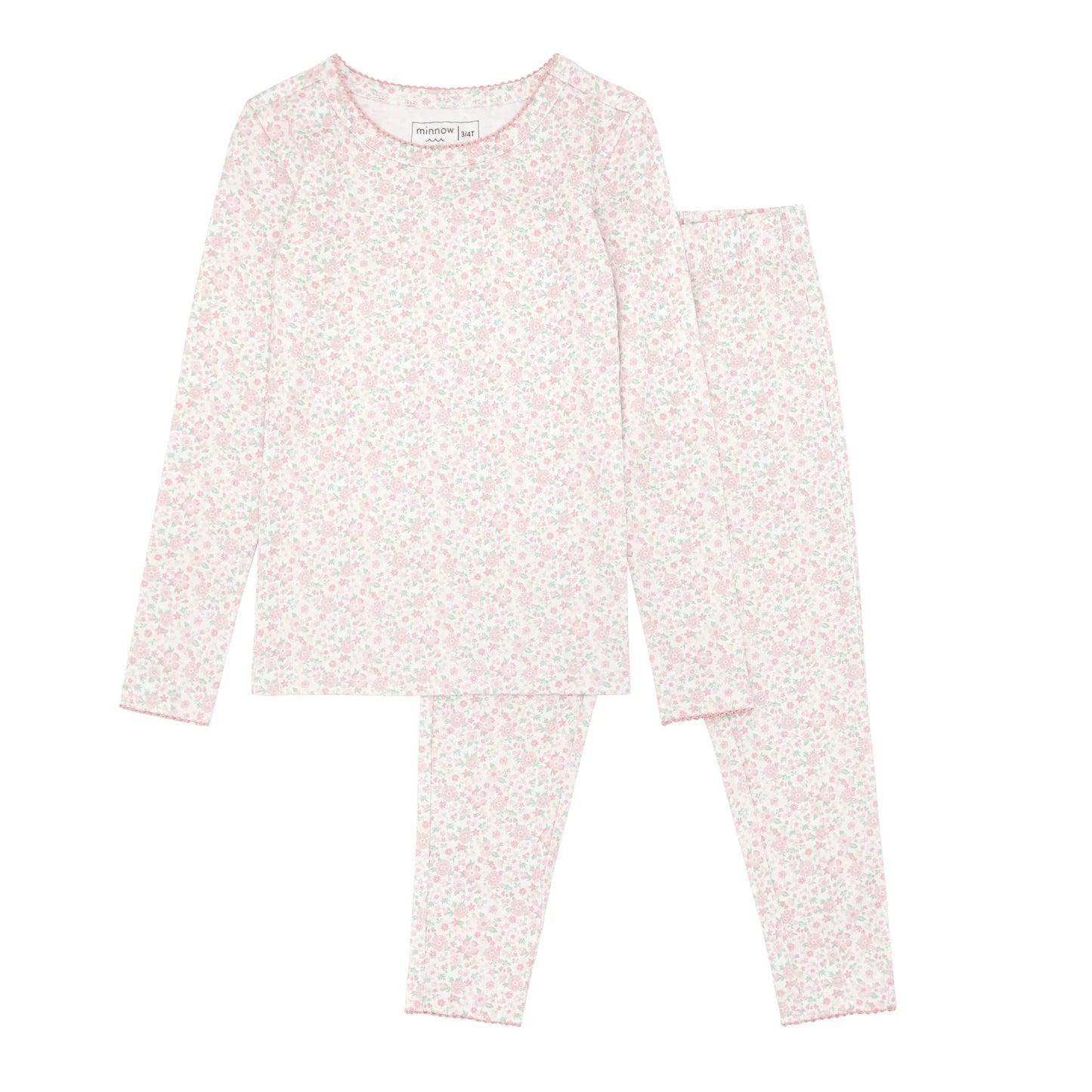 girls antique floral pima pajama set
