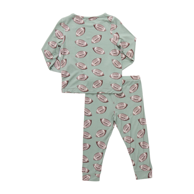 Green Flying Footballs- Pajamas- Pink Chicken