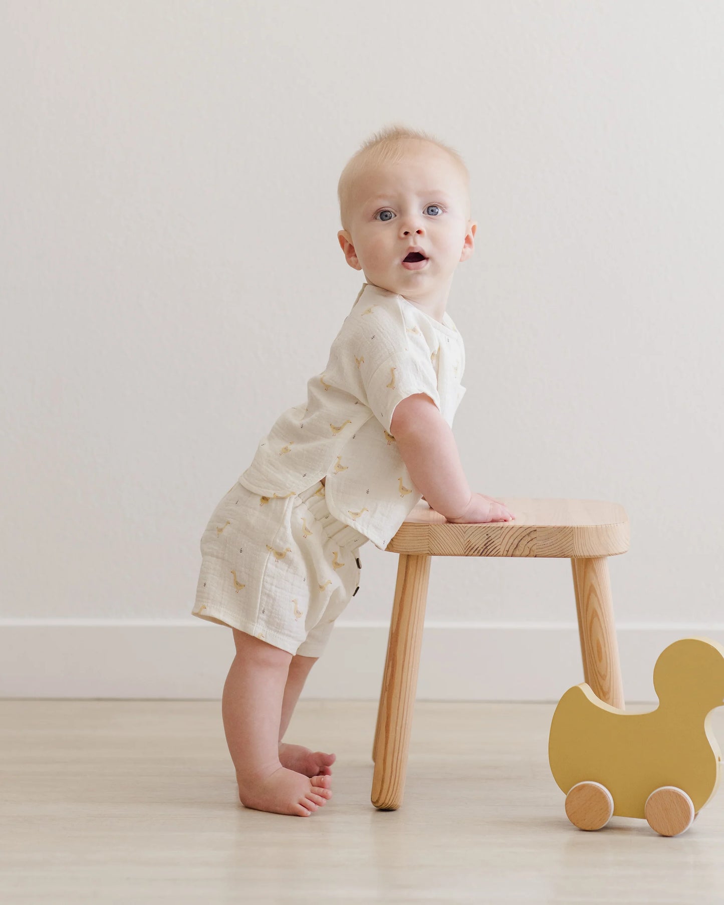Woven Boxy Top and Short Set Geese- Quincy Mae