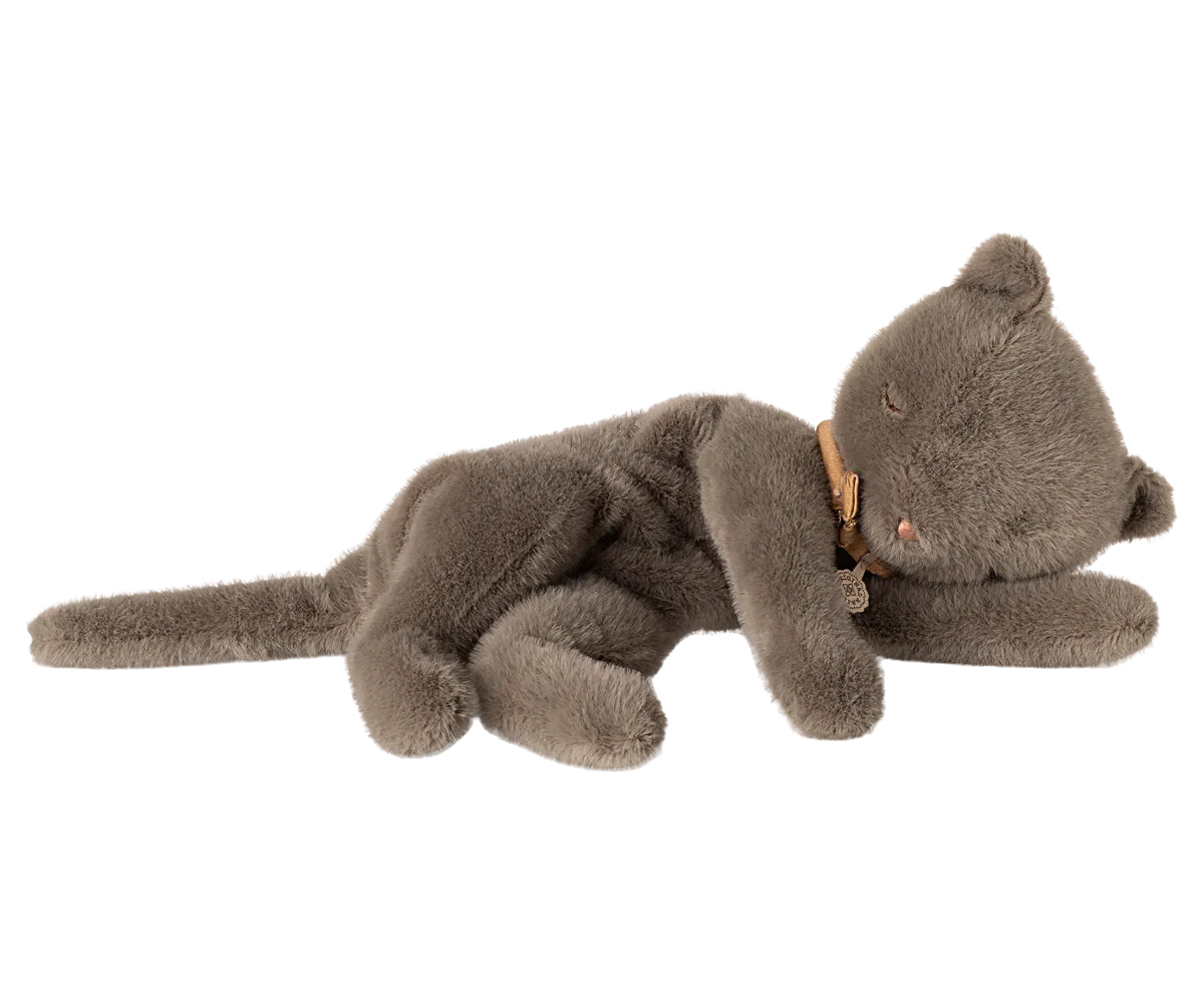 Maileg Sleeping kitten plush, Medium - Grey