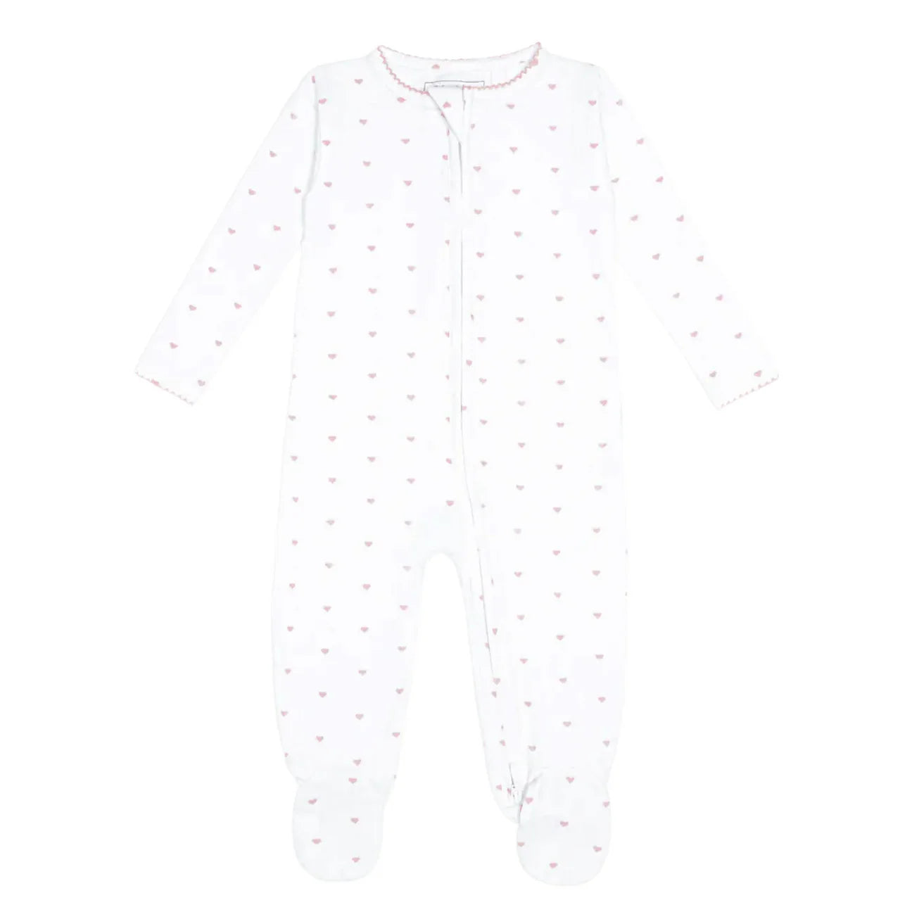 baby pink heart pima footie