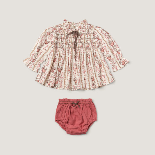 Lali Little Parvati Set with Bloomers in Fall Vine Print / Dusty Cedar