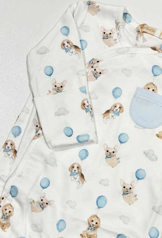 Blue Puppies Footie - Baby Club Chic