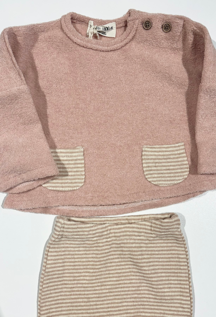 Pink Striped Pockets Set - Petit Indi