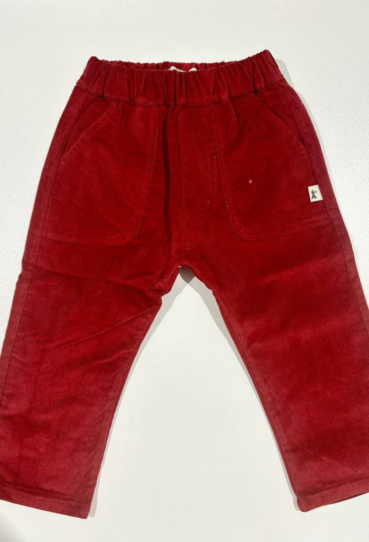 Red Corduroy Sweatpants - Petit Indi