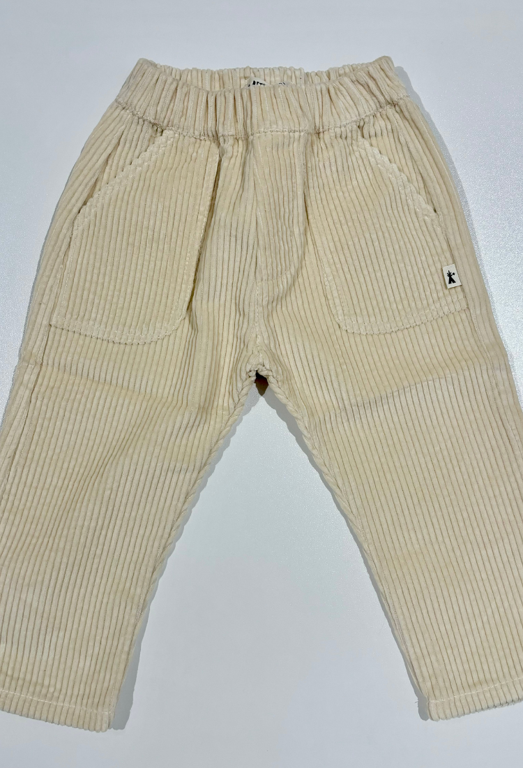 Cream Corduroy Sweatpants - Petit Indi