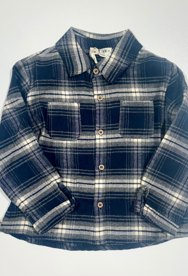 Gray Plaid Overshirt - Petit Indi