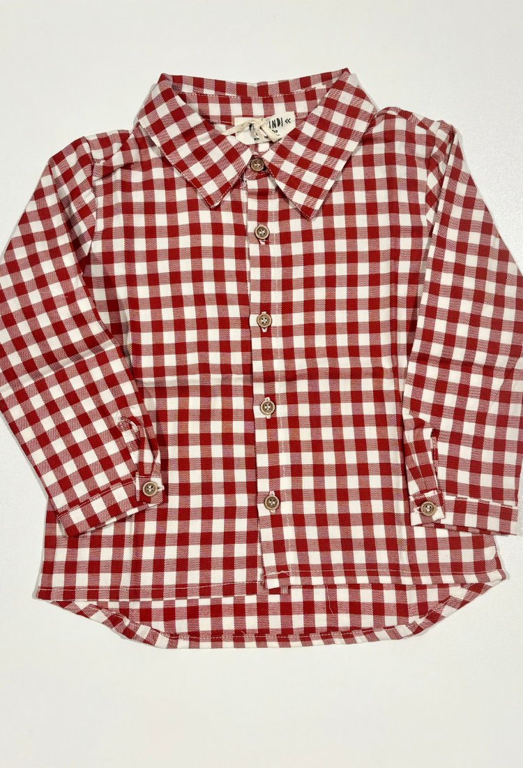 Red Gingham Button Up - Petit Indi