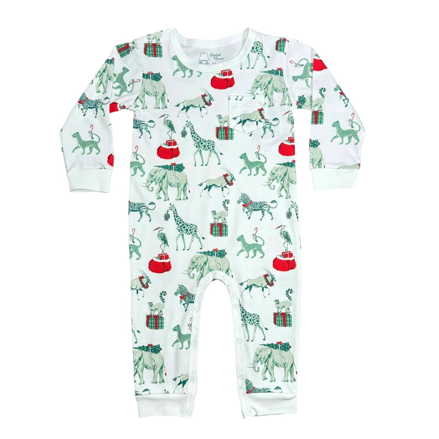 Boys Long Sleeve Romper- Christmas Safari