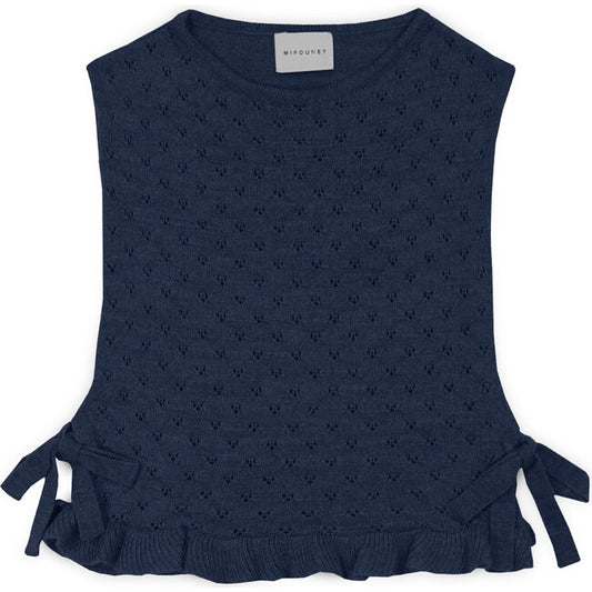 Maca Openwork Waistcoat, Dark Blue- Mi Pounet