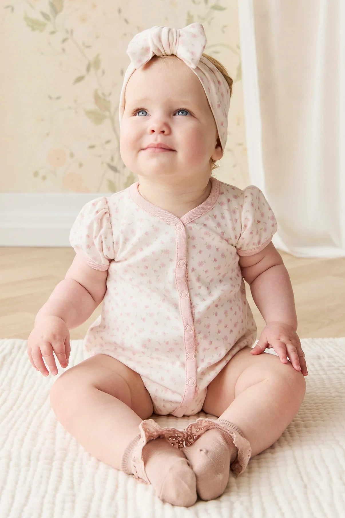 Organic Cotton Antoinette Playsuit - Victoria Blush