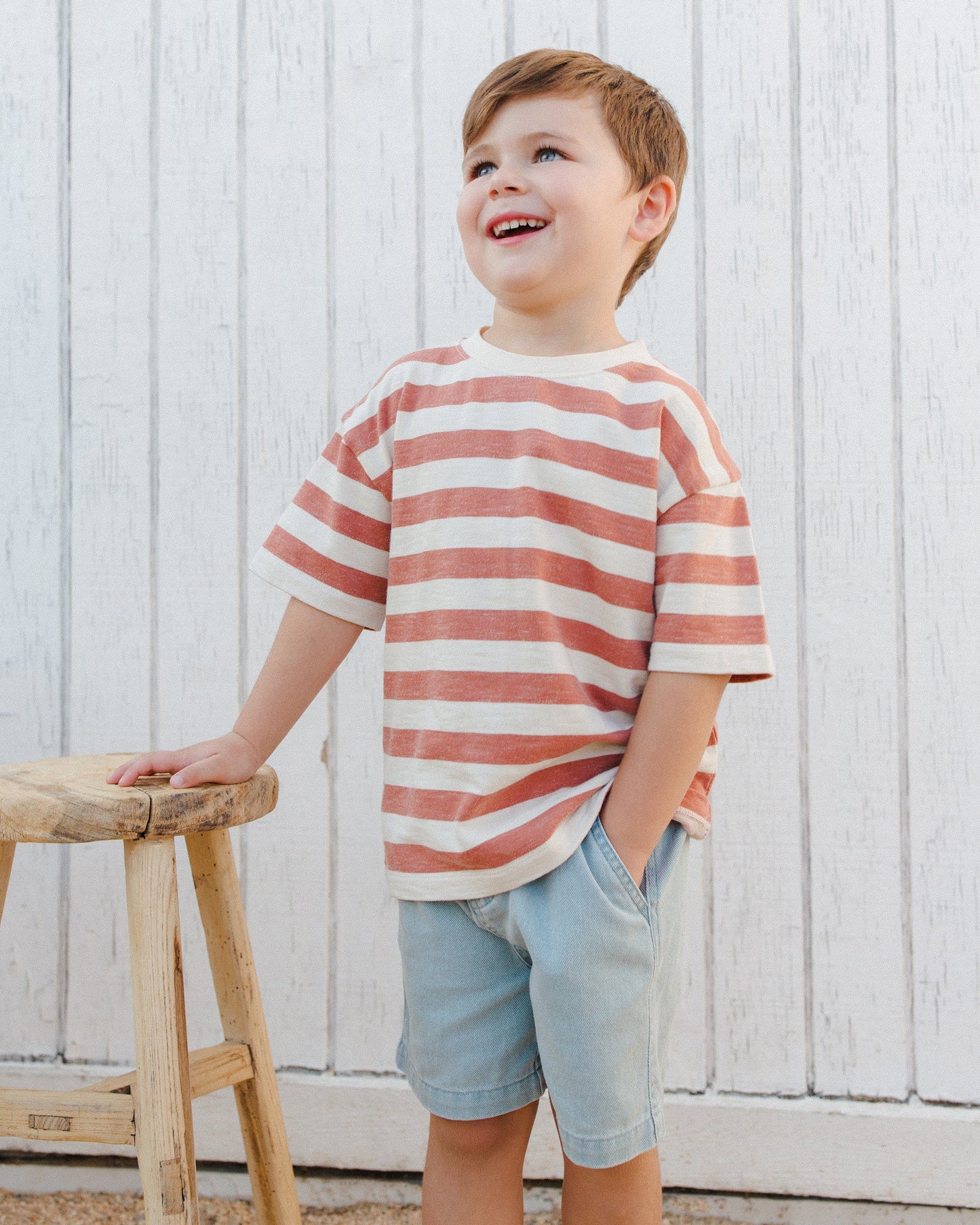 Relaxed Tee- Poppy Stripe - Rylee + Cru