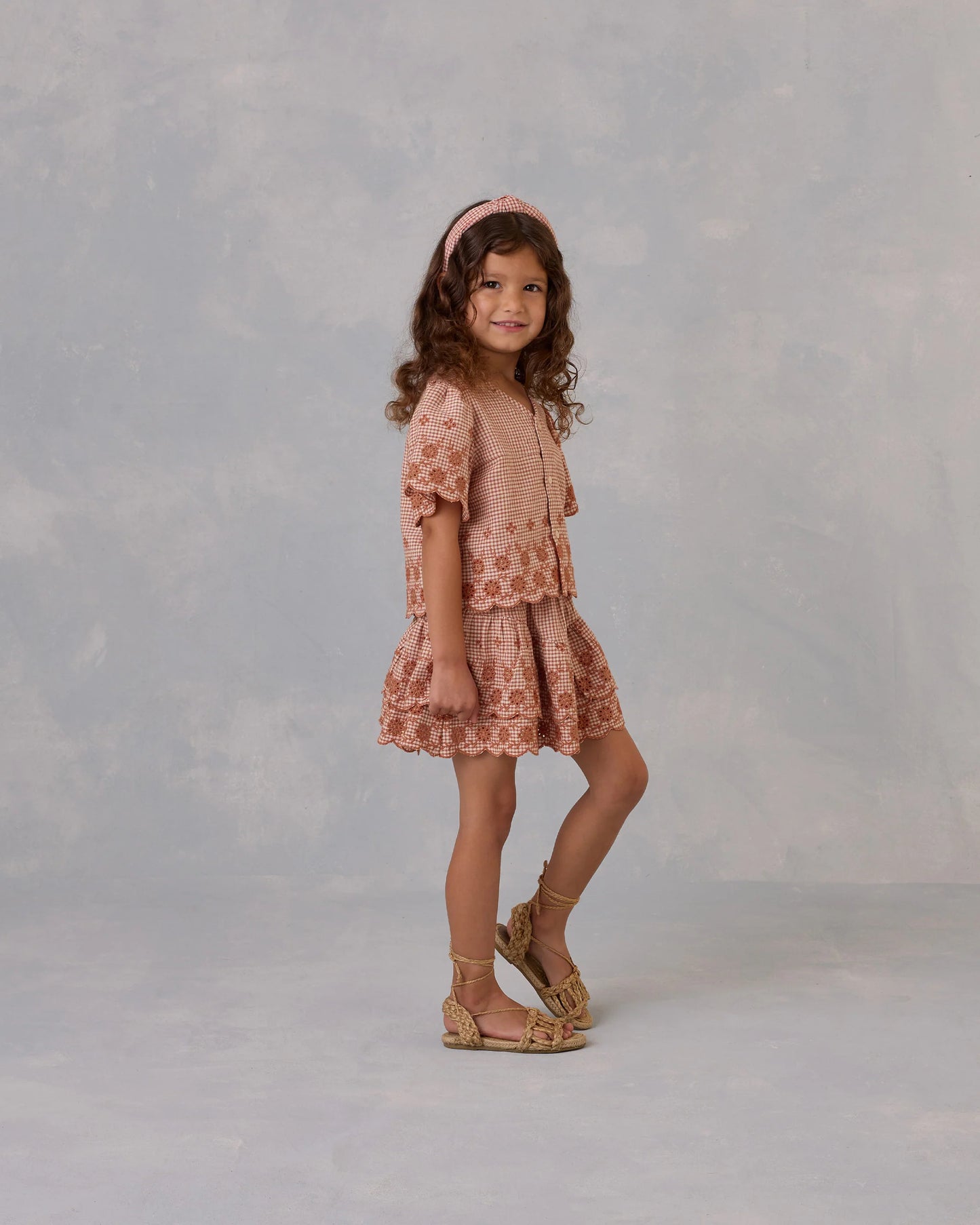 Tiered Mini Skirt Poppy Gingham- Rylee + Cru