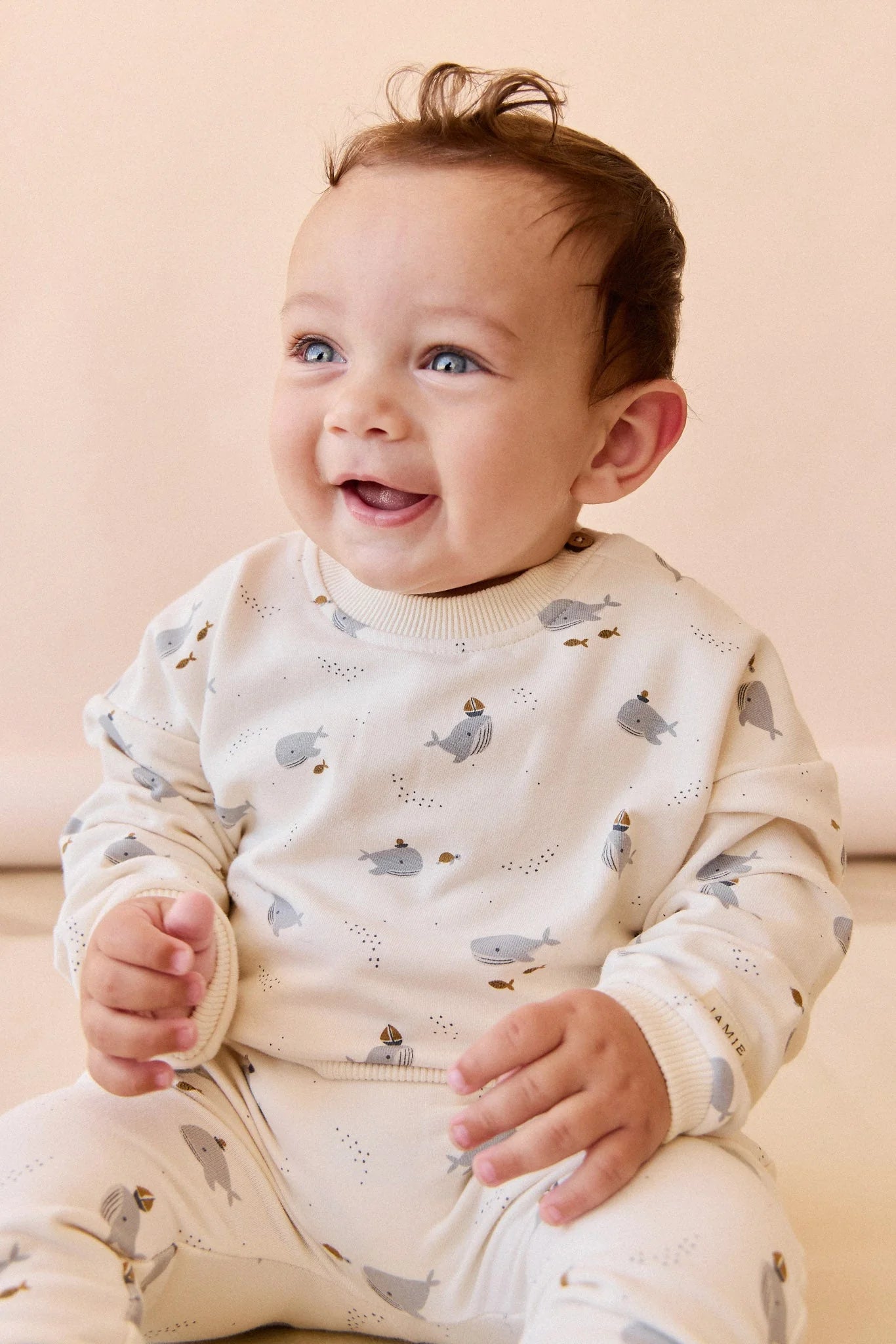 Organic Cotton Damien Sweatshirt - Cloud Whales- Jamie Kay