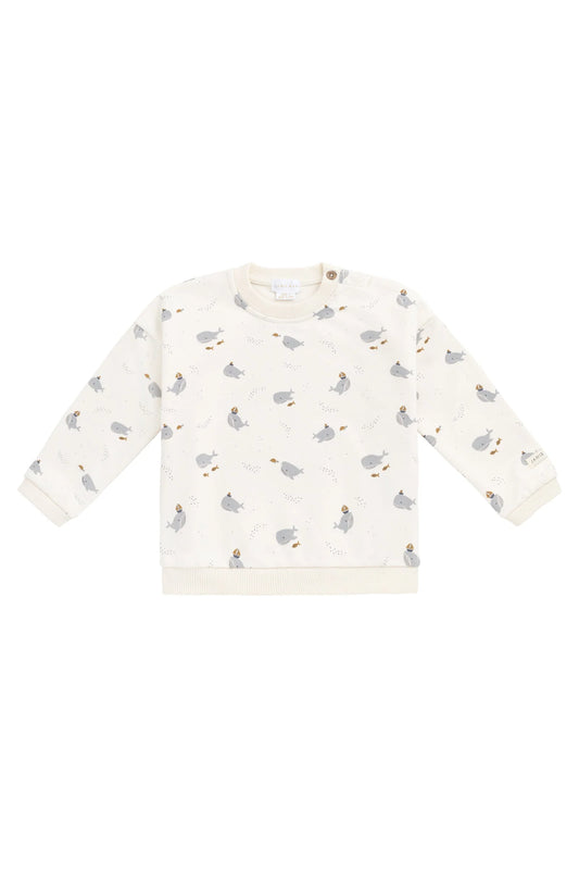 Organic Cotton Damien Sweatshirt - Cloud Whales- Jamie Kay
