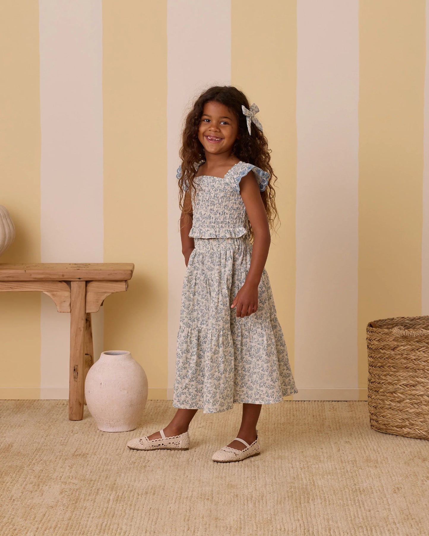 Tiered Midi Skirt Blossom- Rylee + Cru