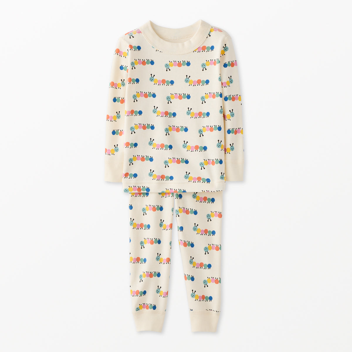 Kids Long John Pajama Set Colorful Caterpillar
