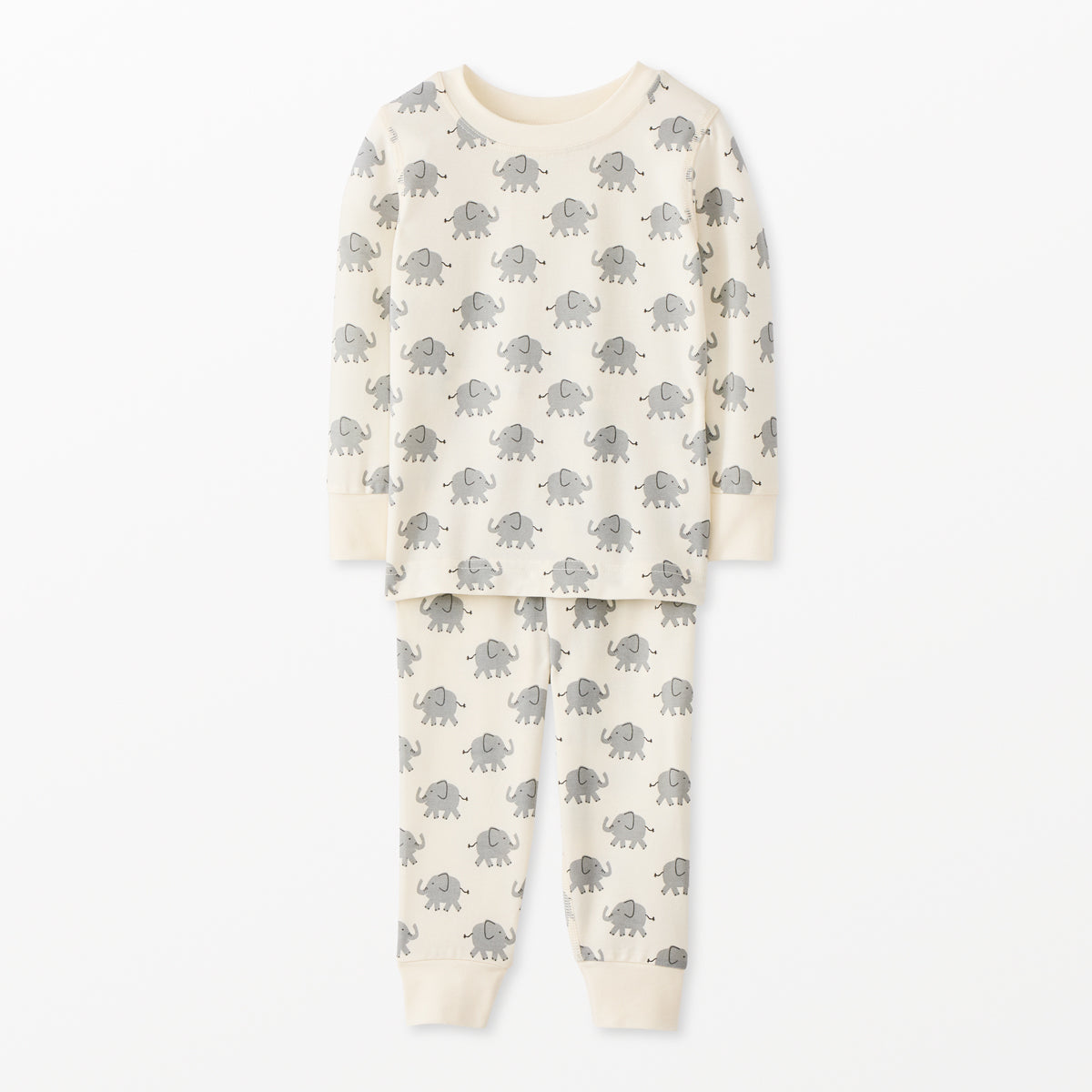 Kids Long John Pajama Set in Hannasoft Happy Elephants