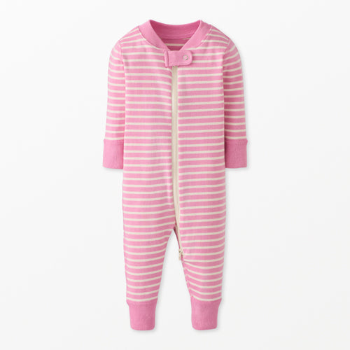 Baby Striped 2-Way Zip Sleeper Begonia Pink/Ecru