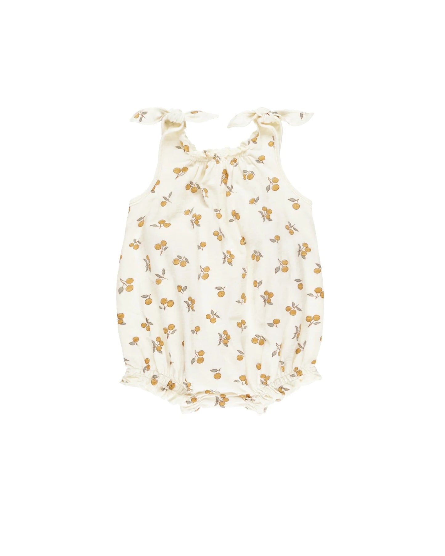 Shoulder Tie Bubble Romper || Oranges