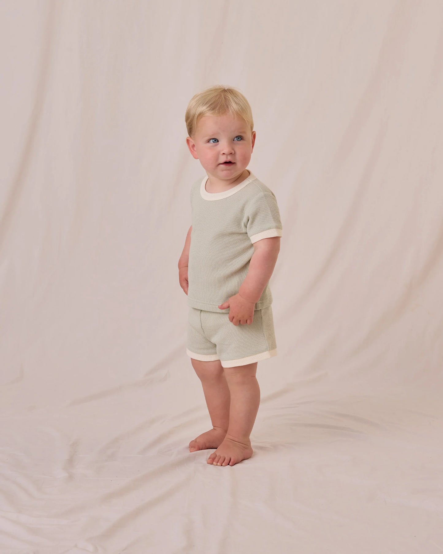 Waffle Shortie Set Mint- Quincy Mae