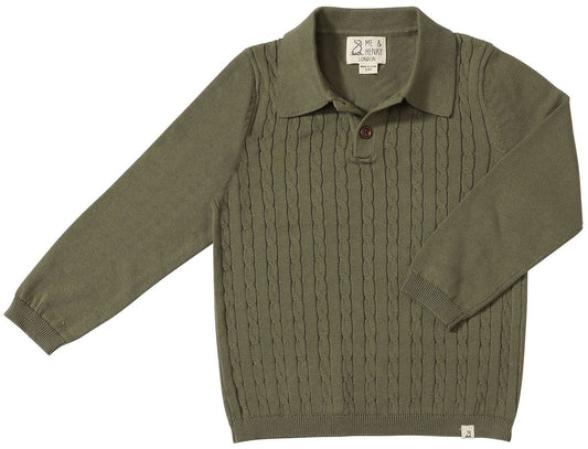 Christian cable polo- olive