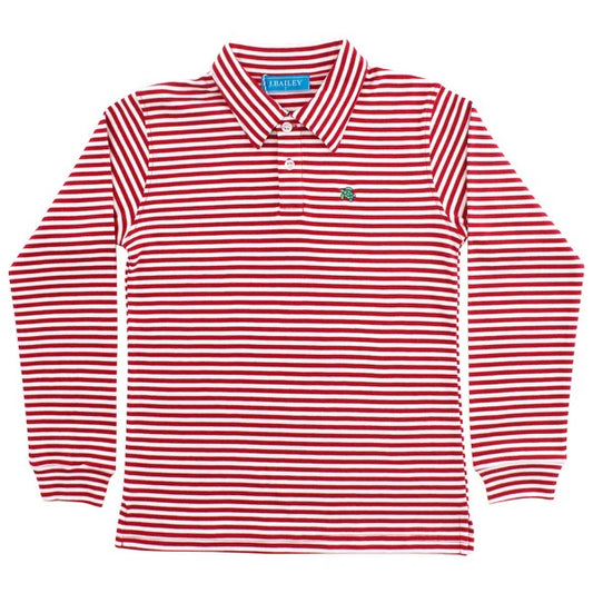 L/S Striped Polo- Red/White Stripe