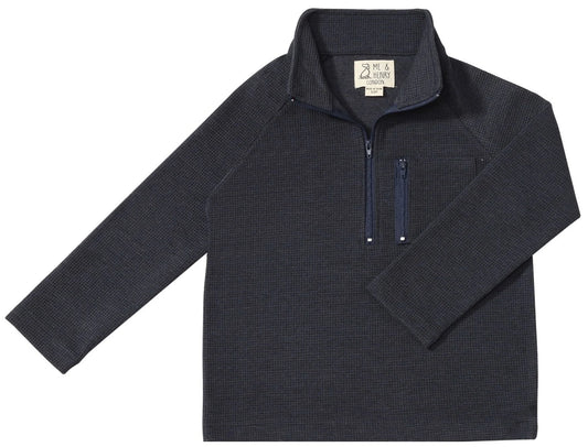 picket zip up top hooded tops- navy waffle