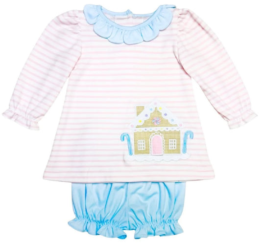 Gingerbread Reagan bloomer Set- Pink TS Knit